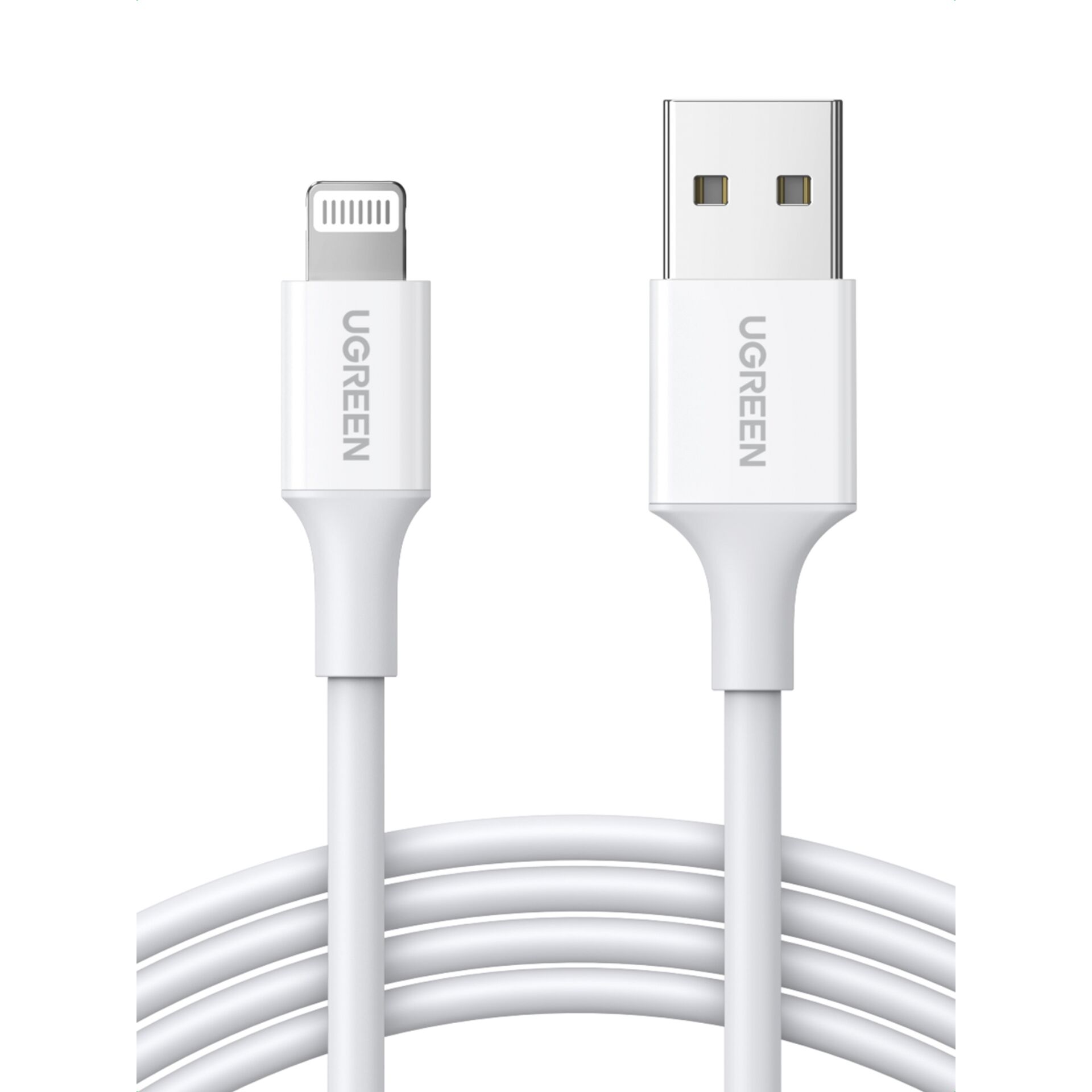 Ugreen cable USB 2.0 A lightning 2m, 5V/2.4A iPhone 7 / 7plus / 6S/ 6 / 6 Plus, iPhone 5s/5c/5, iPad Mini/Mini 2, iPad 1 m Weiß