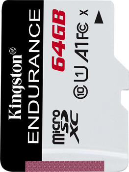 64 GB Kingston High Endurance microSDXC Speicherkarte, lesen: 95MB/s, schreiben: 30MB/s