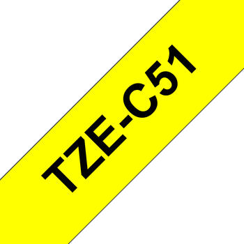 Brother TZeC51 Schriftbandkassette 24mm, schwarz auf gelb 
