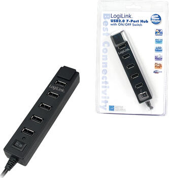 USB 2.0 HUB 7-fach, LogiLink extern, inkl. Netzteil schwarz 7x USB-A 2.0