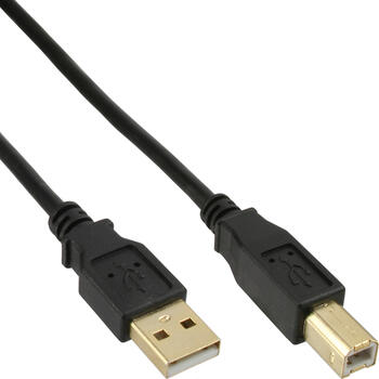 0,3m USB 2.0 Kabel, A an B, schwarz, Kontakte gold Inline 