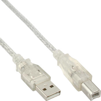 10m USB 2.0-Kabel TypA auf TypB InLine transparent 