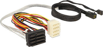 0,5m Delock Kabel Mini SAS HD x 4 SFF 8643 Stecker > 4 x SAS SFF-8482 + Power + Sideband