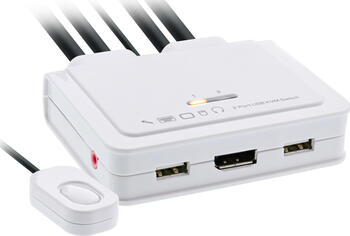 InLine KVM Switch, 2-fach, 1x USB-C + 1x DisplayPort zu DisplayPort 1.2, 4K, mit Audio, integr. Kabel