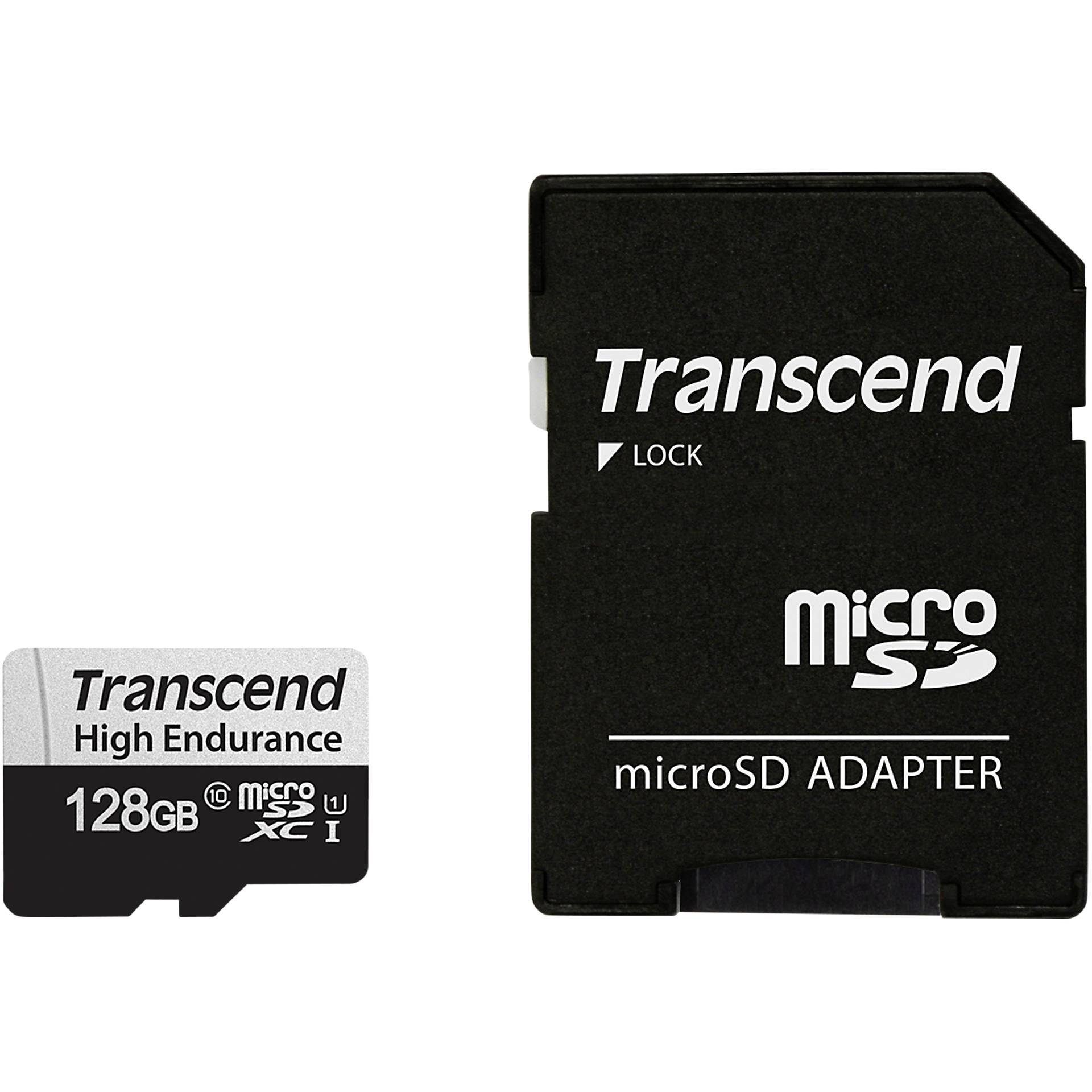 128 GB Transcend 350V microSDXC Kit Speicherkarte, lesen: 100MB/s, schreiben: 45MB/s