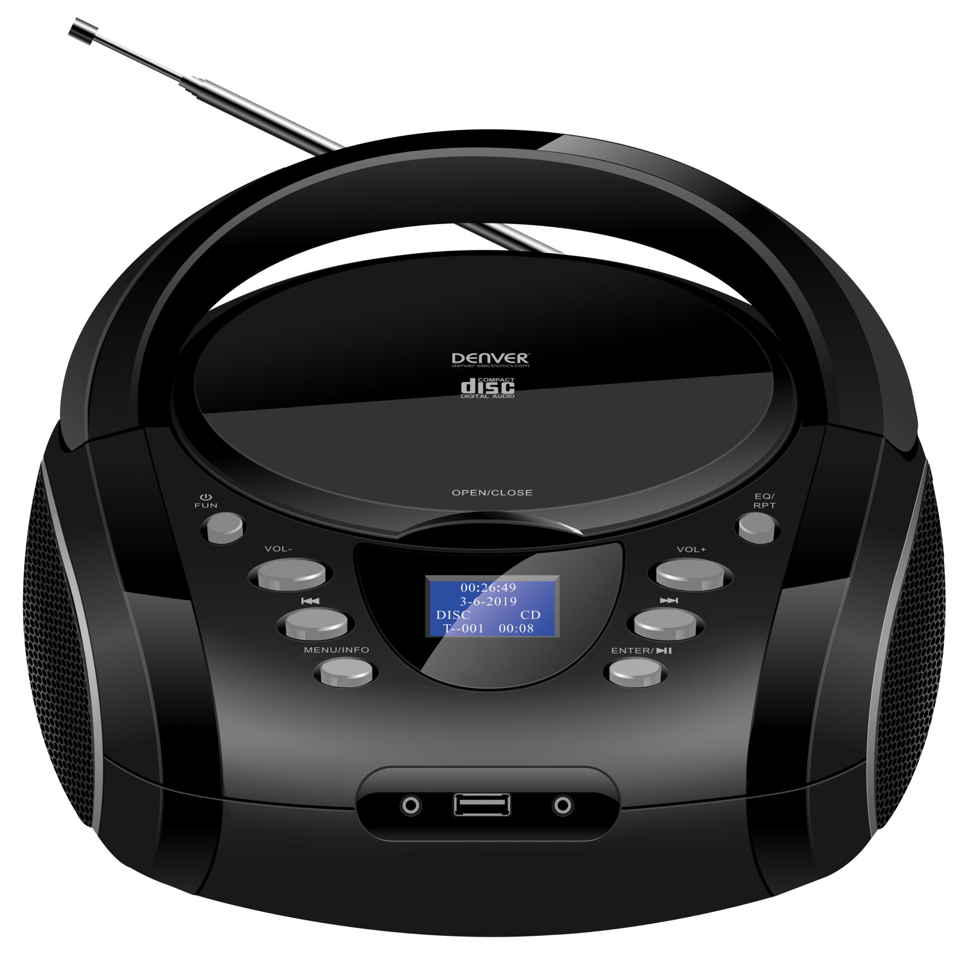 Denver TDB-10 Tragbares Stereosystem Analog 1,8 W DAB+, FM Schwarz Playback MP3