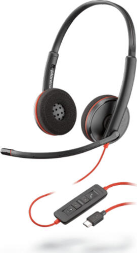 POLY Blackwire 3225 Kopfhörer Kabelgebunden Kopfband Büro/Callcenter USB Typ-A Schwarz, Rot