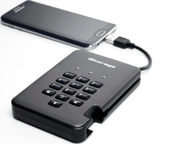 512GB SSD iStorage diskAshur Pro 2&comma; 2&period;5 Zoll&comma; USB-A 3&period;0 mit integriertes USB-Kabel