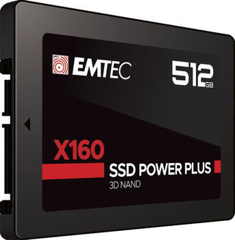 512 GB SSD Emtec X160 SSD Power Plus, SATA 6Gb/s, lesen: 520MB/s, schreiben: 500MB/s