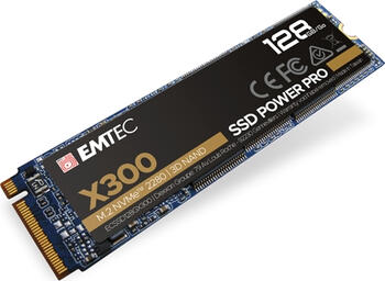 128 GB SSD Emtec X300 SSD Power Pro, M.2/M-Key (PCIe 3.0 x4), lesen: 1500MB/s, schreiben: 500MB/s, TBW: 45TB