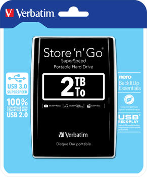 2.0 TB HDD Verbatim Store  n  Go, 2.5 Zoll / 6.4cm USB 3.0 Festplatte