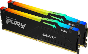 DDR5RAM 2x 16GB DDR5-5200 Kingston FURY Beast RGB DIMM on-die ECC, CL36-40-40 Kit