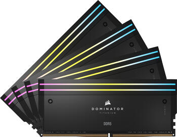 DDR5RAM 4x 16GB DDR5-6000 Corsair Dominator Titanium RGB schwarz DIMM on-die ECC, CL36-36-36-76 Kit