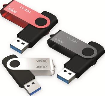 3x 16 GB Verico Flip, silber,rot,schwarz, USB 3.1 Stick lesen: 35MB/s, schreiben: 20MB/s