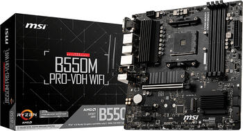 MSI B550M Pro-VDH, Wi-Fi 5 , µATX Mainboard, 4x DDR4, max. 128GB, 1x VGA, 1x HDMI 2.1, Bluetooth 4.2