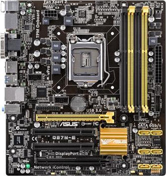 Asus Q87M-E  Sockel 1150 µATX-Mainboard 4x DDR3 max. 32GB, 1x VGA, 1x DVI-D, 1x HDMI 1.4a, 1x DP