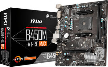 MSI B450M-A Pro Max, µATX Mainboard, 2x DDR4, max. 32GB, 1x DVI-D, 1x HDMI 1.4