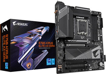 GIGABYTE B760 AORUS Elite AX DDR4, Sockel 1700, ATX- Mainboard, 4x DDR4 max. 128GB, HDMI 2.0, DP 1.2