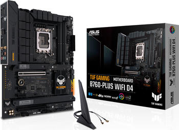 ASUS TUF Gaming B760-Plus WIFI D4, Sockel 1700, ATX- Mainboard, 4x DDR4 max. 128GB, 1x USB-C 3.2 (20Gb/s)