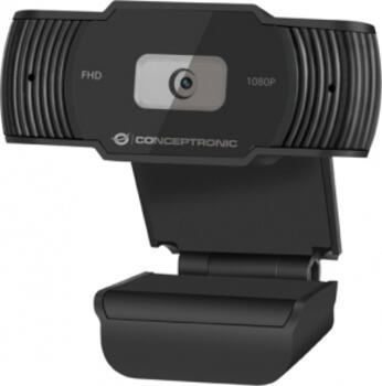 Conceptronic Amdis 1080P Full HD Webcam mit Mikrofon schwarz 