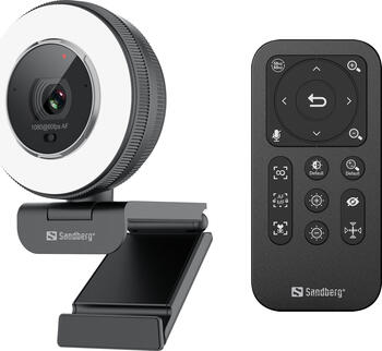 Sandberg Streamer USB Webcam Pro Elite, USB-C 2.0, mit Ringleuchte, Fernbedienung