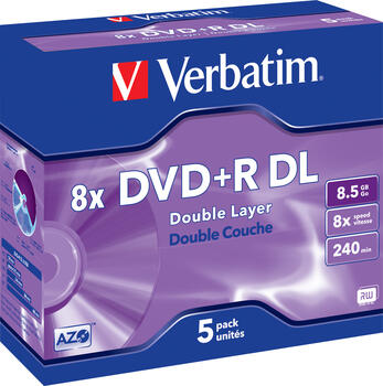 VERBATIM DVD+R 8x 5er Pack DL 8.5GB DVD-Rohling 