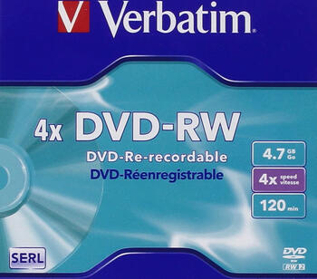 VERBATIM DVD-RW 4x 5er Pack 4.7GB DVD-Rohlinge 