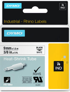 Dymo IND Schrumpfschlauch 9mm, schwarz/weiß 