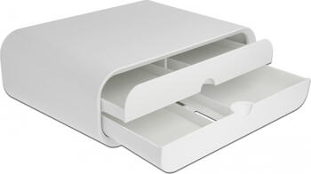 Delock Monitorständer mit zwei Schubladen weiß 
