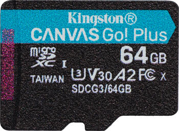 64 GB Kingston Canvas Go! Plus microSDXC Speicherkarte, USB-A 3.0, lesen: 170MB/s, schreiben: 70MB/s
