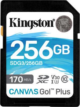 256 GB Kingston Canvas Select Plus SDXC Speicherkarte, USB-A 3.0, lesen: 170MB/s, schreiben: 90MB/s