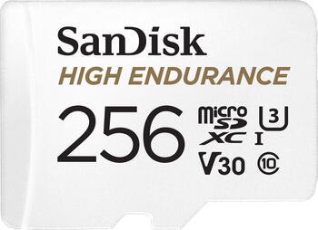 256 GB SanDisk High Endurance microSDXC Kit Speicherkarte, lesen: 100MB/s, schreiben: 40MB/s