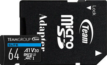 64 GB TeamGroup ELITE microSDXC Kit Speicherkarte, lesen: 90MB/s, schreiben: 45MB/s