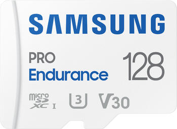 128 GB Samsung PRO Endurance microSDXC Kit Speicherkarte, lesen: 100MB/s, schreiben: 40MB/s