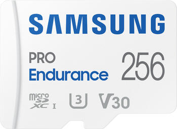 256 GB Samsung PRO Endurance microSDXC Kit Speicherkarte, lesen: 100MB/s, schreiben: 40MB/s