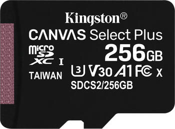 256 GB Kingston Canvas Select Plus microSDXC Speicherkarte, lesen: 100MB/s, schreiben: 85MB/s