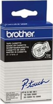 Brother TC101 Schriftbandkassette 12mm schwarz auf farblos 