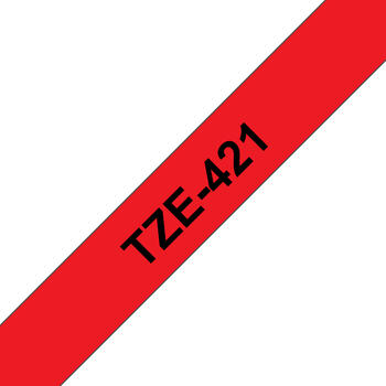 Brother TZe421 Schriftbandkassette 9mm, schwarz auf rot 