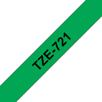 Brother TZe721 Schriftbandkassette 9mm, schwarz auf grün 