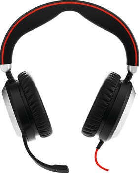 Jabra Evolve 80 MS Duo, Headset schwarz/silber USB und 3,5mm Klinke, aktive Geräuschunterdrückung