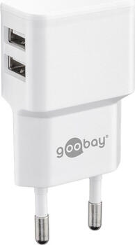 Goobay Dual USB-Ladegerät 2,4 A (12W) weiß lädt bis zu zwei Geräte gleichzeitig