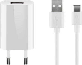 Goobay USB-C-Ladeset (5 W) Netzteil mit 1m USB-C-Kabel, weiß