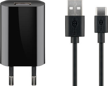 Goobay USB-C-Ladeset (5 W) Netzteil mit 1m USB-C-Kabel, schwarz