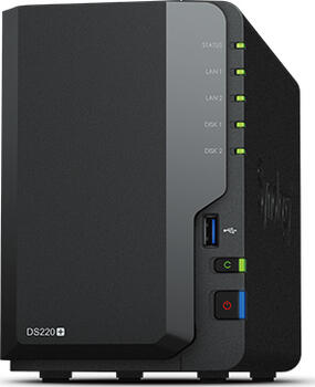 Synology DiskStation DS220+, 2GB RAM, 2x Gb LAN, bis zu 2 Festplatten