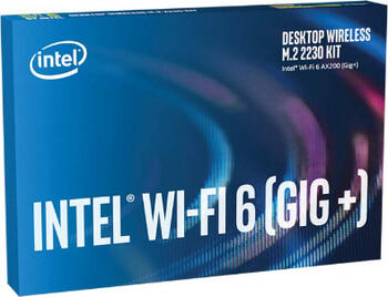Intel Wi-Fi 6 (Gig+) Desktop-Kit, AX200 ohne vPro, 2.4GHz/5G WLAN, Bluetooth 5.2, M.2/A-E-Key