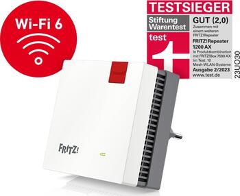 AVM FRITZ!Repeater 1200 AX, Wi-Fi 6, Mesh, Ultraschnelles Wi-Fi 6 im gesamten Heimnetz