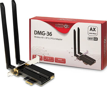 Inter-Tech PowerOn DMG-36, 2.4GHz/5GHz/6GHz WLAN, Bluetooth 5.2 LE, PCIe 2.0 x1