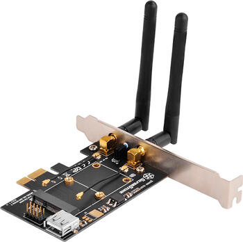 SilverStone SST-ECWA2-Lite, Mini PCIe zu PCIe x1 Adapterkarte mit externen Antennen, PCIe x1
