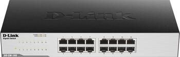 D-Link GO Easy Desktop Gigabit Switch, 16x RJ-45, Backplane: 32Gb/s, lüfterlos, externes Netzteil