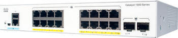 Cisco Catalyst 1000 Desktop Gigabit Managed Switch, 16x RJ-45, 2x SFP, Backplane: 36Gb/s, lüfterlos, Metallgehäu